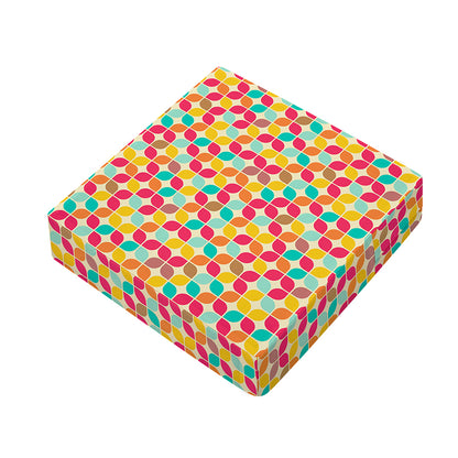 Retro Geometric Rounded Square Print Outdoor Seat Cushion Cover