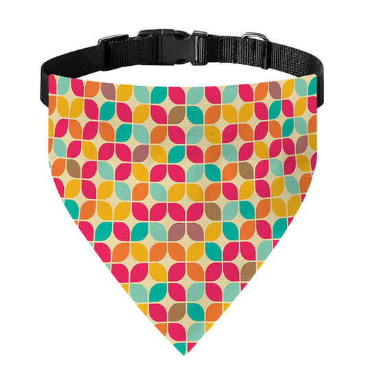 Retro Geometric Rounded Square Print Over The Collar Dog Bandana