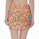 Retro Geometric Rounded Square Print Pencil Mini Skirt
