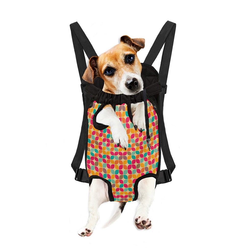 Retro Geometric Rounded Square Print Pet Carrier Backpack