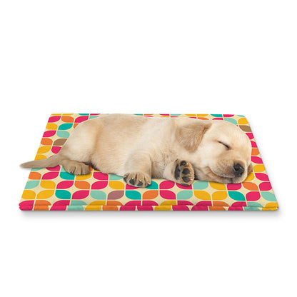 Retro Geometric Rounded Square Print Pet Cooling Mat Cover