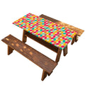 Retro Geometric Rounded Square Print Picnic Table Cover
