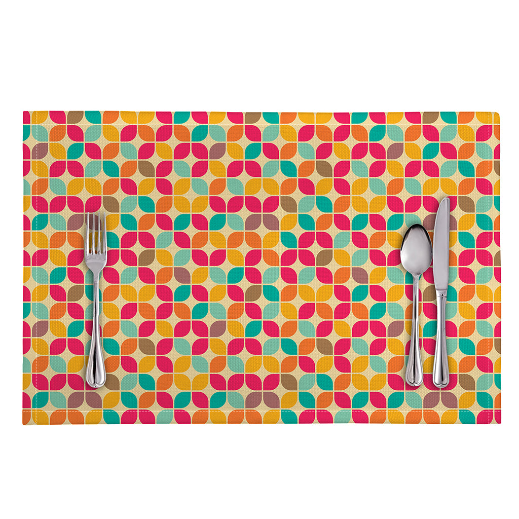 Retro Geometric Rounded Square Print Placemat
