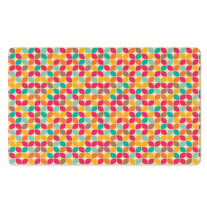Retro Geometric Rounded Square Print Polyester Doormat