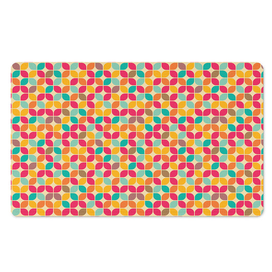 Retro Geometric Rounded Square Print Polyester Doormat