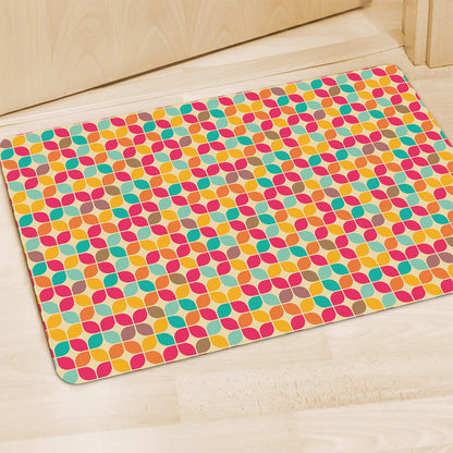 Retro Geometric Rounded Square Print Polyester Doormat