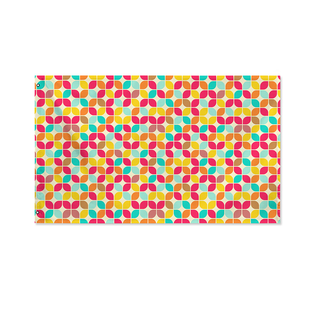 Retro Geometric Rounded Square Print Polyester Flag
