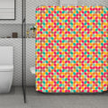 Retro Geometric Rounded Square Print Polyester Shower Curtain