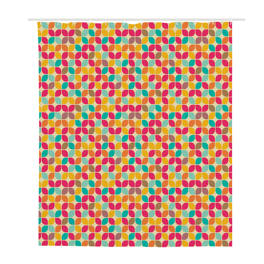 Retro Geometric Rounded Square Print Polyester Shower Curtain