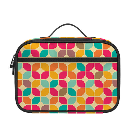 Retro Geometric Rounded Square Print Portable Lunch Bag