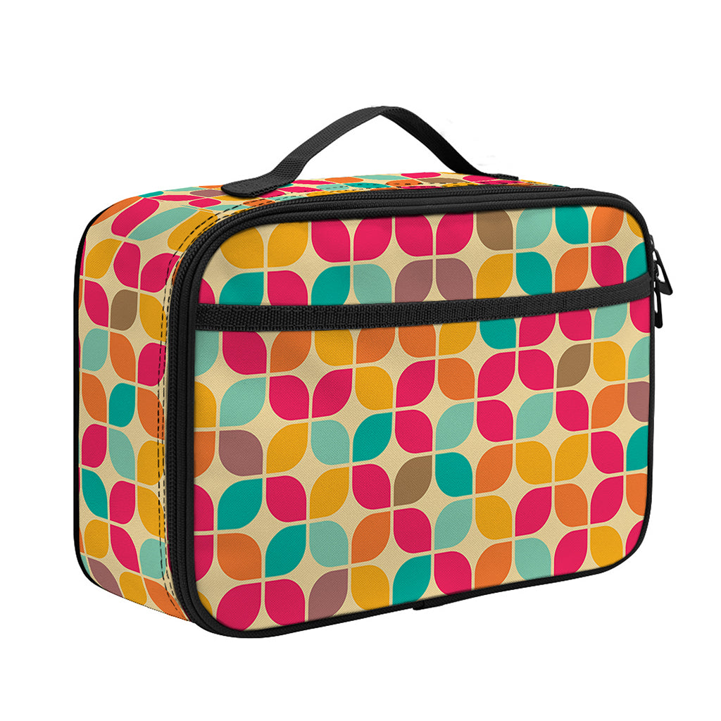 Retro Geometric Rounded Square Print Portable Lunch Bag