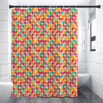 Retro Geometric Rounded Square Print Premium Shower Curtain