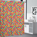Retro Geometric Rounded Square Print Premium Shower Curtain