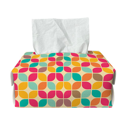 Retro Geometric Rounded Square Print Rectangle Tissue Box Cover