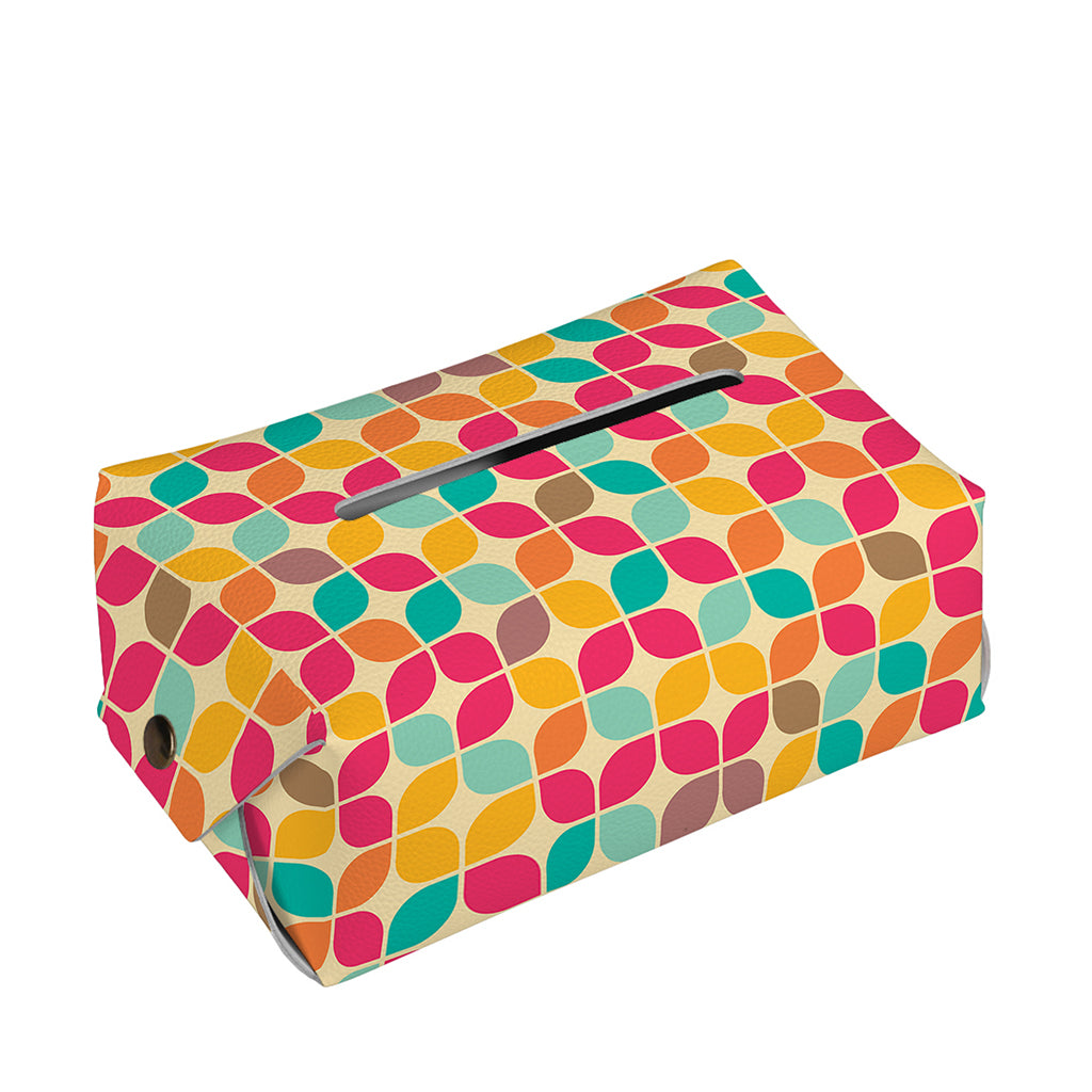 Retro Geometric Rounded Square Print Rectangle Tissue Box Cover