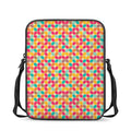 Retro Geometric Rounded Square Print Rectangular Crossbody Bag