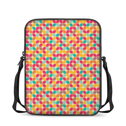 Retro Geometric Rounded Square Print Rectangular Crossbody Bag