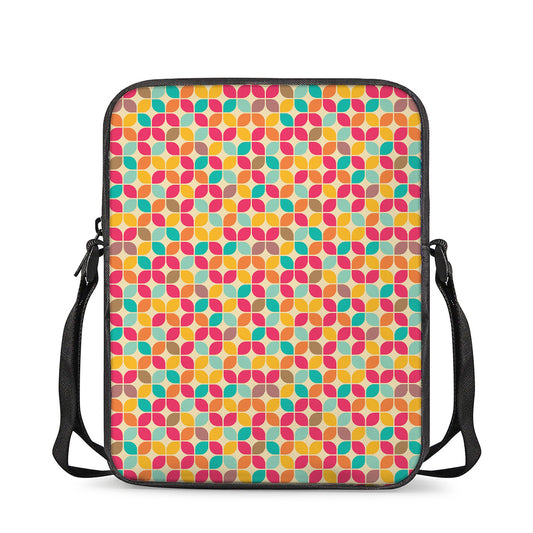 Retro Geometric Rounded Square Print Rectangular Crossbody Bag