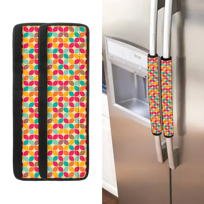 Retro Geometric Rounded Square Print Refrigerator Handle Covers