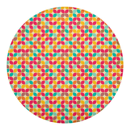 Retro Geometric Rounded Square Print Round Blanket