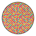 Retro Geometric Rounded Square Print Round Floor Mat