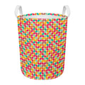 Retro Geometric Rounded Square Print Round Laundry Basket