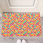 Retro Geometric Rounded Square Print Rubber Doormat