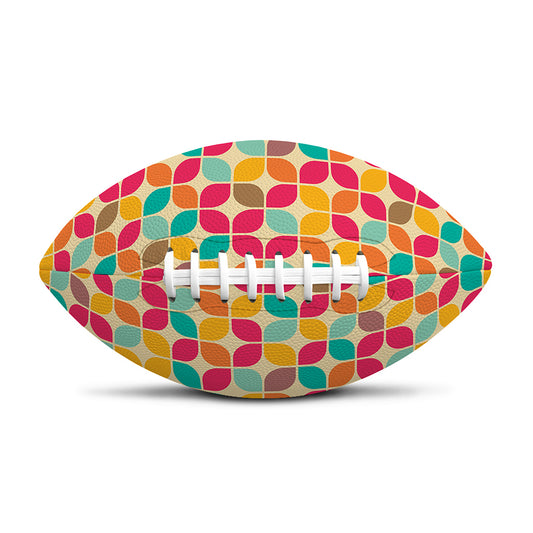 Retro Geometric Rounded Square Print Rugby Ball