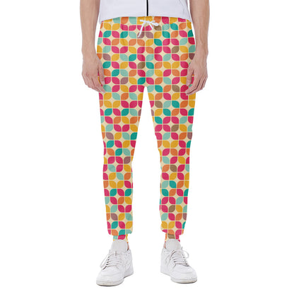 Retro Geometric Rounded Square Print Scuba Joggers