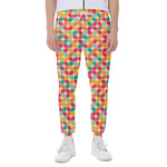 Retro Geometric Rounded Square Print Scuba Joggers