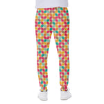Retro Geometric Rounded Square Print Scuba Joggers