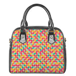Retro Geometric Rounded Square Print Shoulder Handbag