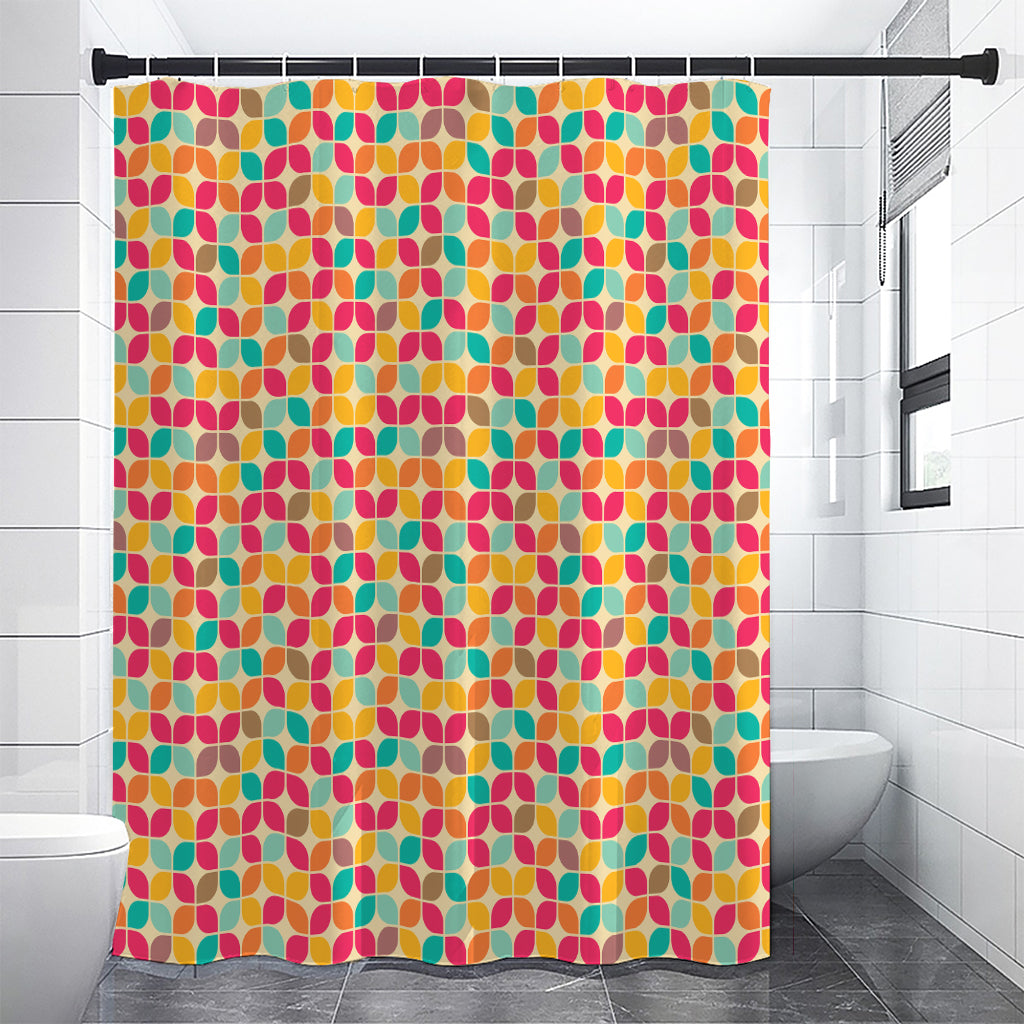 Retro Geometric Rounded Square Print Shower Curtain