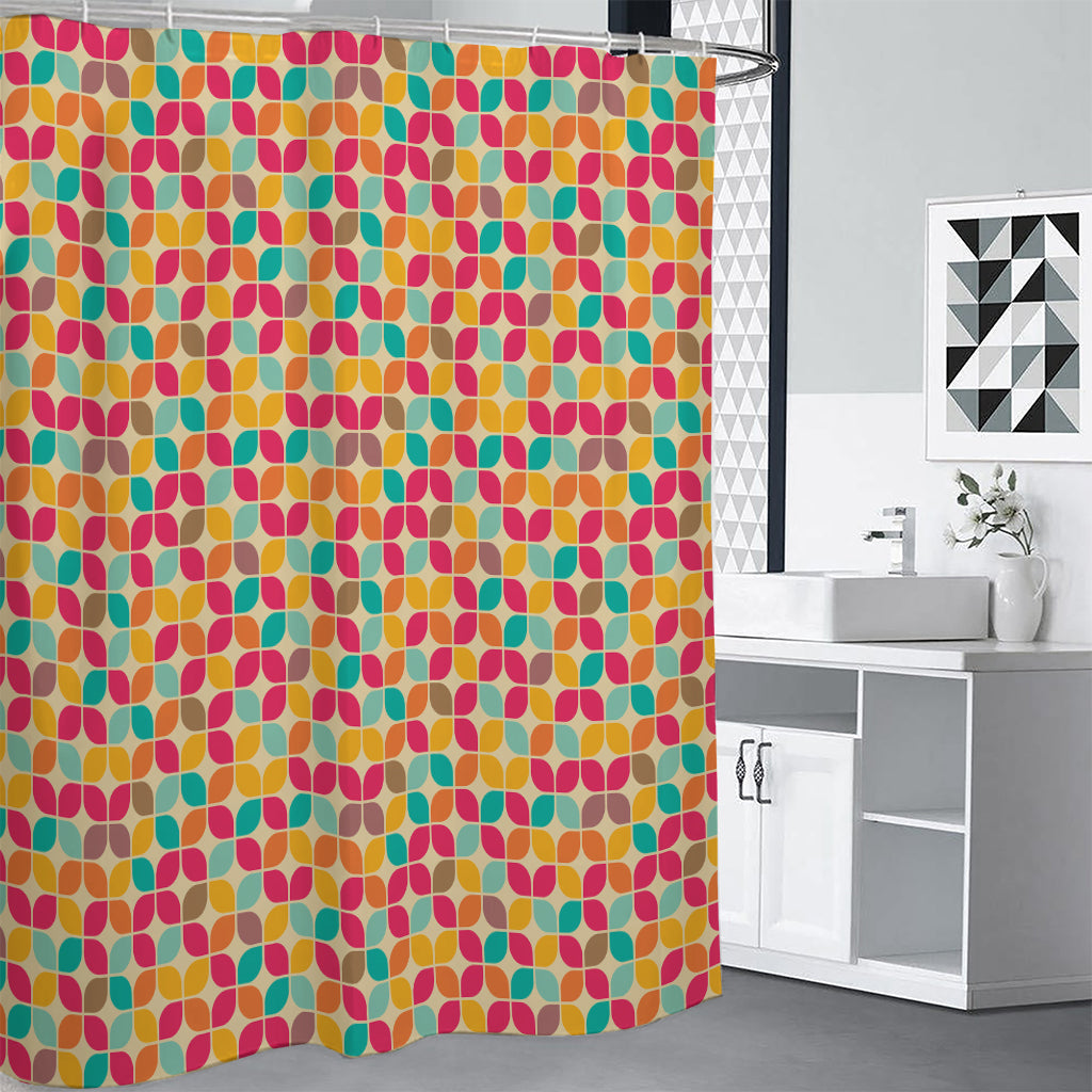 Retro Geometric Rounded Square Print Shower Curtain