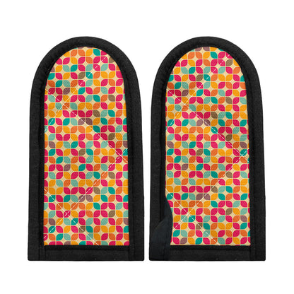 Retro Geometric Rounded Square Print Skillet Handle Cover