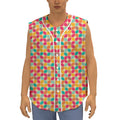 Retro Geometric Rounded Square Print Sleeveless Baseball Jersey