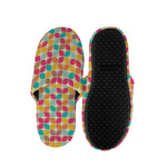 Retro Geometric Rounded Square Print Slippers