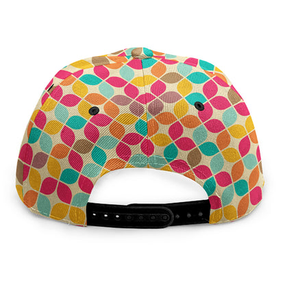 Retro Geometric Rounded Square Print Snapback Cap
