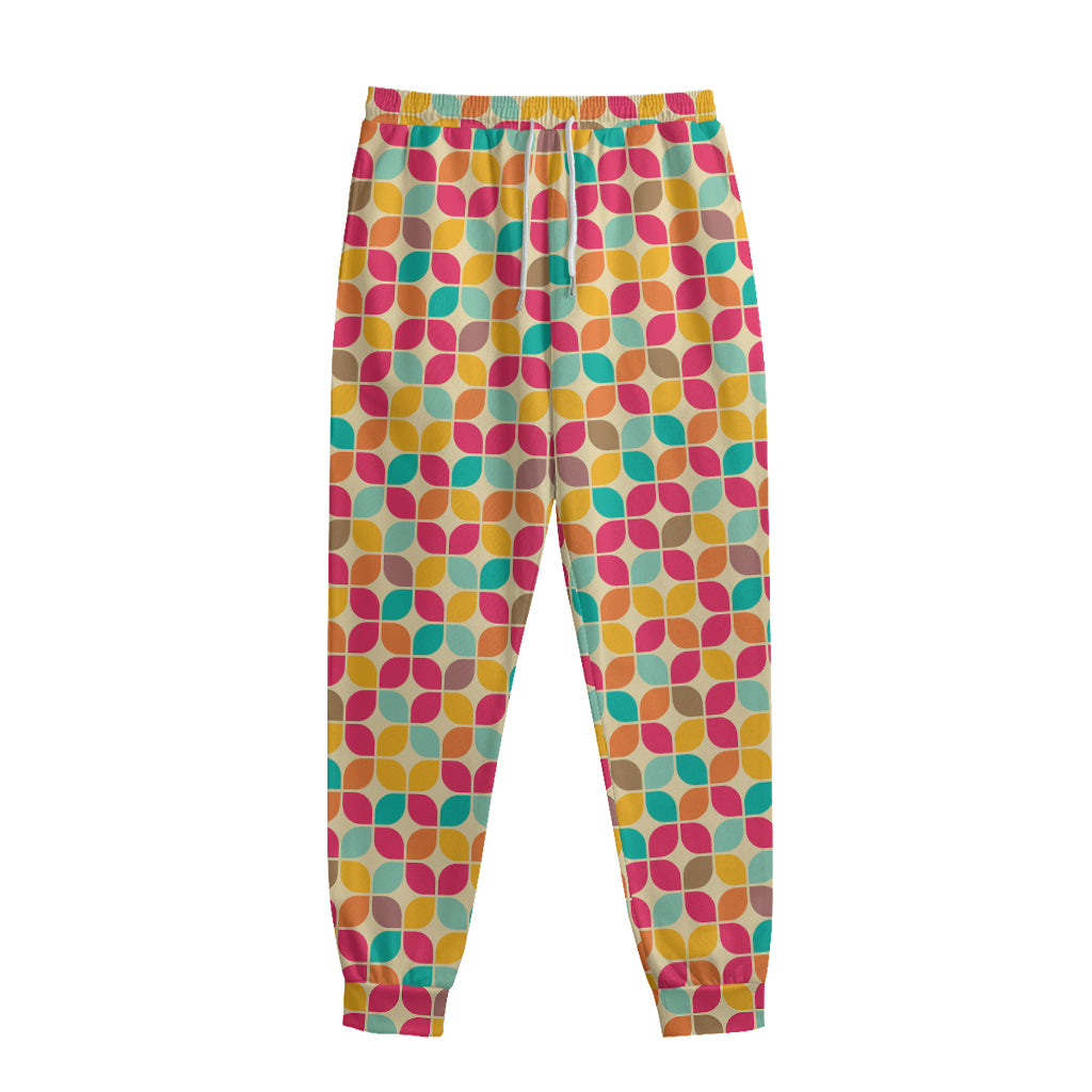 Retro Geometric Rounded Square Print Sweatpants