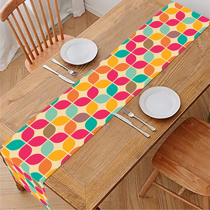 Retro Geometric Rounded Square Print Table Runner