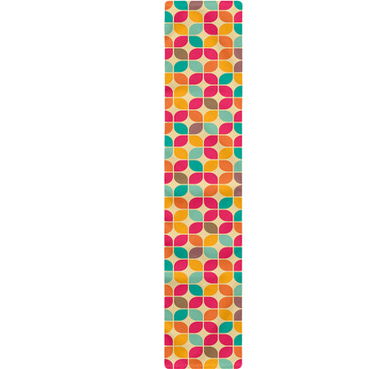 Retro Geometric Rounded Square Print Table Runner