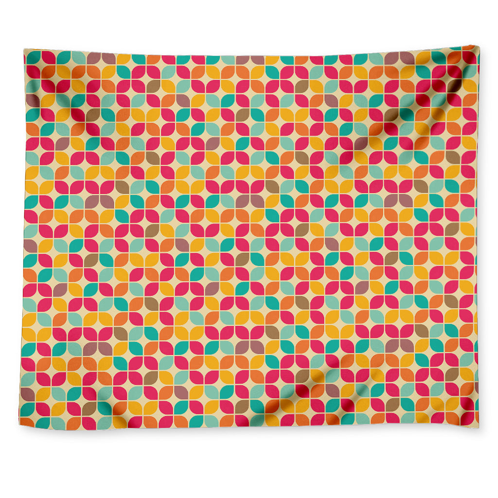 Retro Geometric Rounded Square Print Tapestry