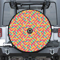 Retro Geometric Rounded Square Print Tire Cover With Camera Hole