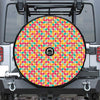 Retro Geometric Rounded Square Print Tire Cover With Camera Hole