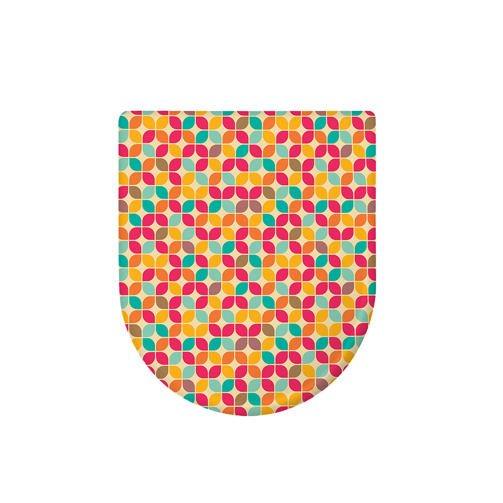 Retro Geometric Rounded Square Print Toilet Lid Cover