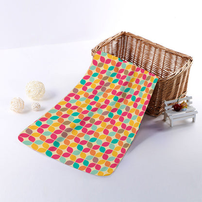 Retro Geometric Rounded Square Print Towel