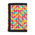 Retro Geometric Rounded Square Print Trifold Wallet
