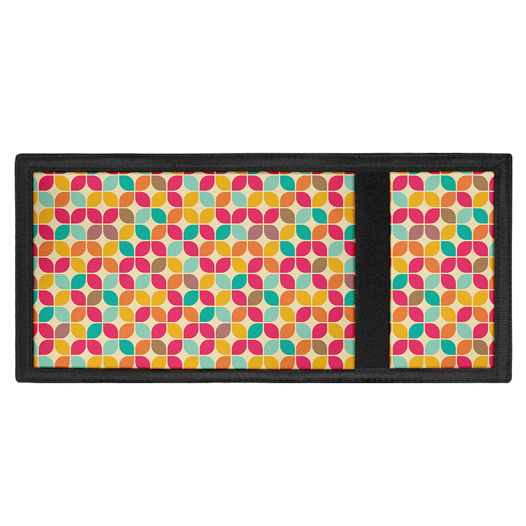 Retro Geometric Rounded Square Print Trifold Wallet