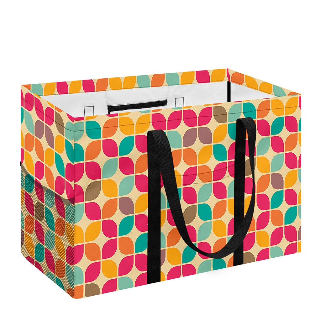 Retro Geometric Rounded Square Print Utility Tote Bag