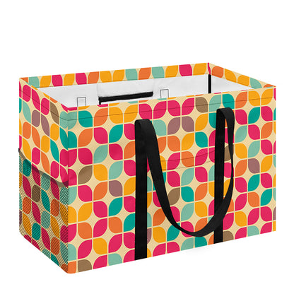 Retro Geometric Rounded Square Print Utility Tote Bag